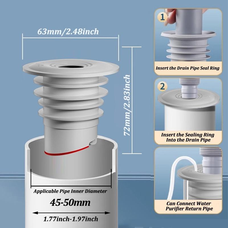 Silicone Bathroom Sewer Seal Ring, Kitchen Sink Sewer Pipe Plug, Washing Machine Anti-odor Leakage Floor Drain Connector Stopper