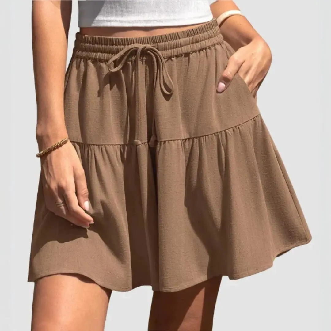 Women's Casual Solid Polyester Maxi Skirt, Loose-Fit Basic Jersey Knit Bottom with an Adjustable Drawstring Waist, Minimalist