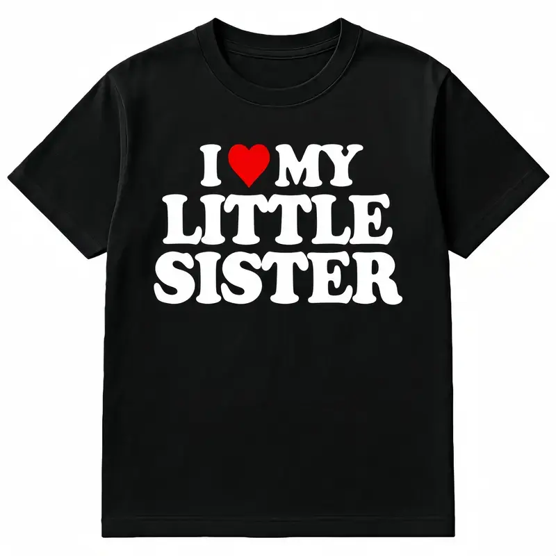 Women's Funny 'Sister Love' Dabbing Graphic T-Shirt, Black Casual Short-Sleeve Cotton Crewneck, Festive Holiday Gift, Made in USA
