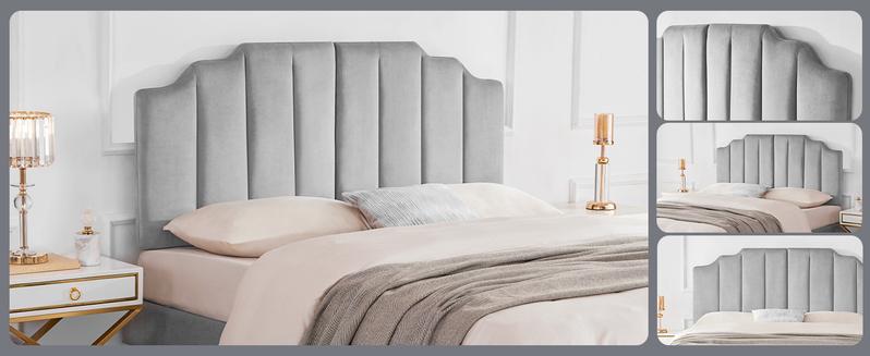 Queen/King Upholstered Headboard, Velvet Head Board, Tufted  Headboard only, Elegantly Curved Headboards only, Modern Vertical Channel Design Bed Head Board