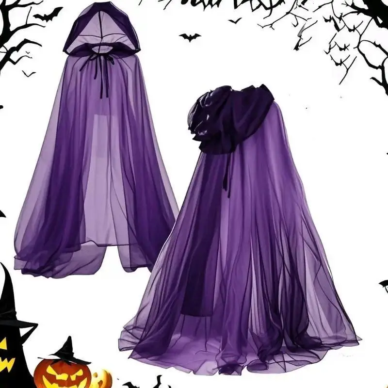 Hanging Cloak Cloak Costume Halloween Ghost Cosplay Costume Cloak Adult Full-length Sheer Cape With Oversized For Adults