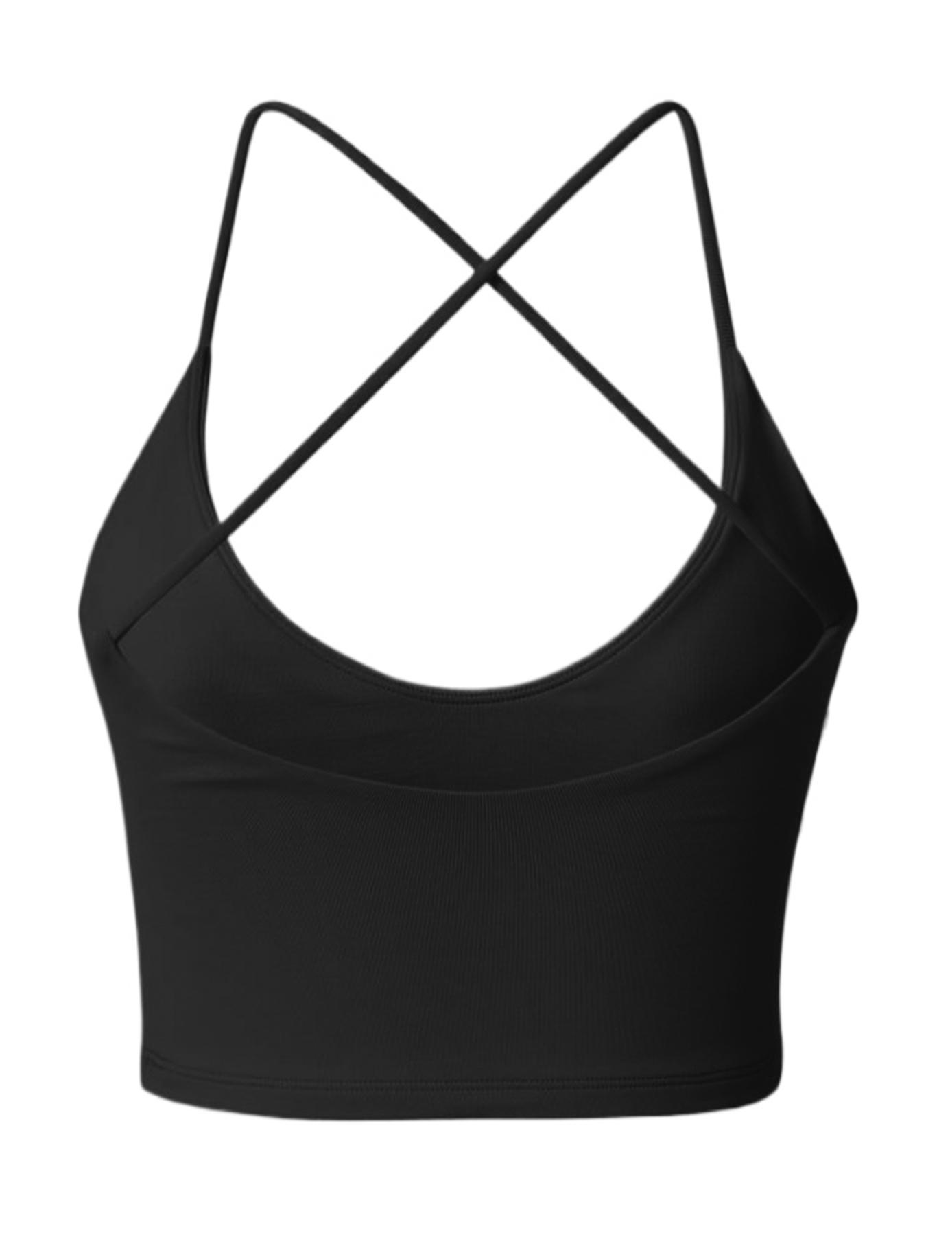Women's High-Stretch Backless Cross-Back Seamless Tank Top Fitness Yoga Sports Bra Quick-Dry Running Spaghetti Strap Backless Cross-Back Sexy Training Top With Padded Cups Cross-Back Straps Oversized Backless Nude-Effect Sports Bra Yoga Workout Activewear