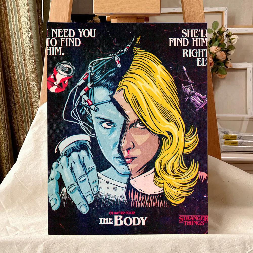 TV Series S-Stranger T-Things Painting Calligraphy Waterproof Scratch-Resistant Canvas Wall Art – Premium Oil Painting Style HD Print | Modern Aesthetic Home Decor for Living Room, Bedroom, Kitchen & Café | Perfect Holiday, Housewarming & Party Gift