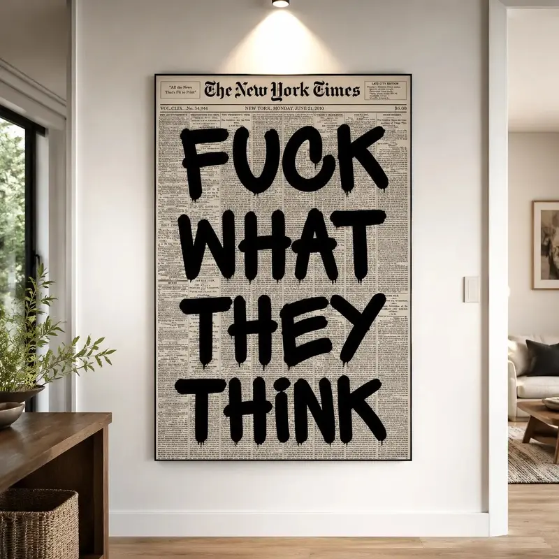 Retro Fuck What They Think Newspaper Poster, Motivation Poster, Aesthetic Typography Wall Art, Wall Decor, Powerful Quote Art Print, Vintage Newspaper Style, Minimalist Home Decor, Modern Wall Art, Gift for Him, Gift for Her