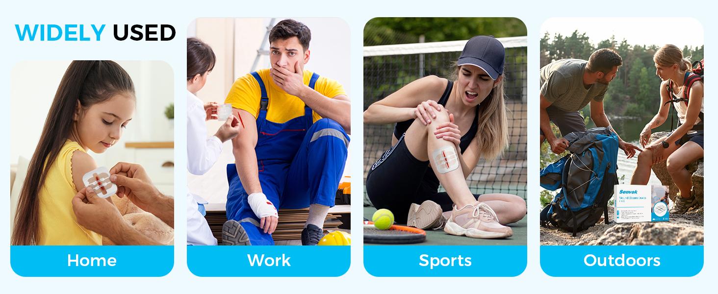 Senvok PU Sutures Butterfly Bandaids 4 Pcs Without Sew Quick Clot Emergency Wound Closures Device Laceration Kit Surgical Laceration Repair Healthcare