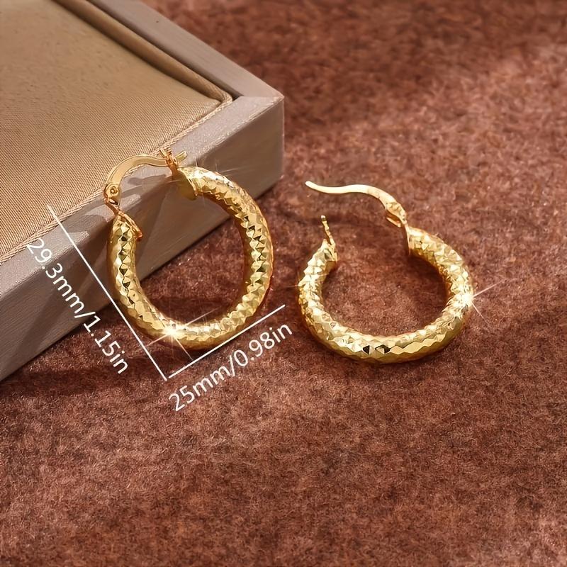 2 Pairs Twisted Round Hoop Earrings, 14K Gold Plated Copper Fashion Ear Jewelry, Unisex Stylish Earrings Ideal for Wedding Party Birthday Gift Daily Wear