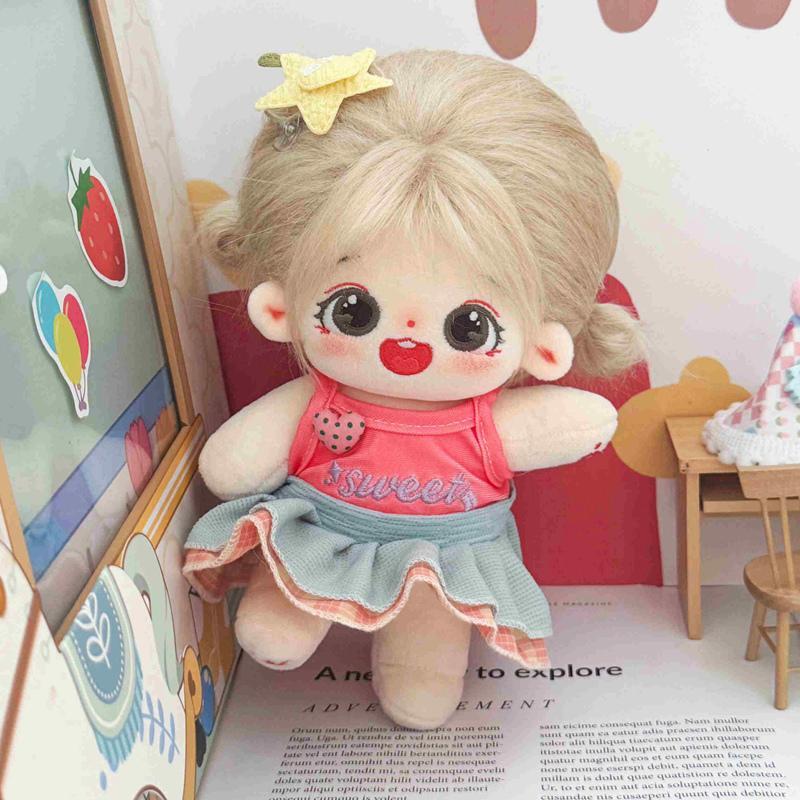 20cm Kawaii Plush Cotton Doll Idol Stuffed Super Star Figure Dolls No Attribute Crying Cotton Doll Can Change Clothes Kids Gift