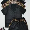 【Black Friday】Women's Six-Piece Satin Pajama Set, Comfortable Summer Sleepwear Loungewear, Button Top and Bow Front Shorts, Casual Nightwear
