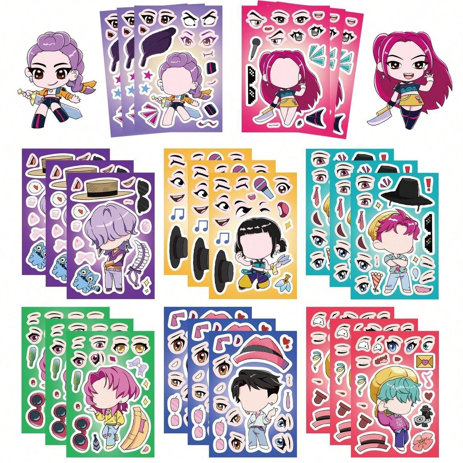Set of 8 Unique Pieces DIY Decorative Stickers, Anime Character Rumi ...