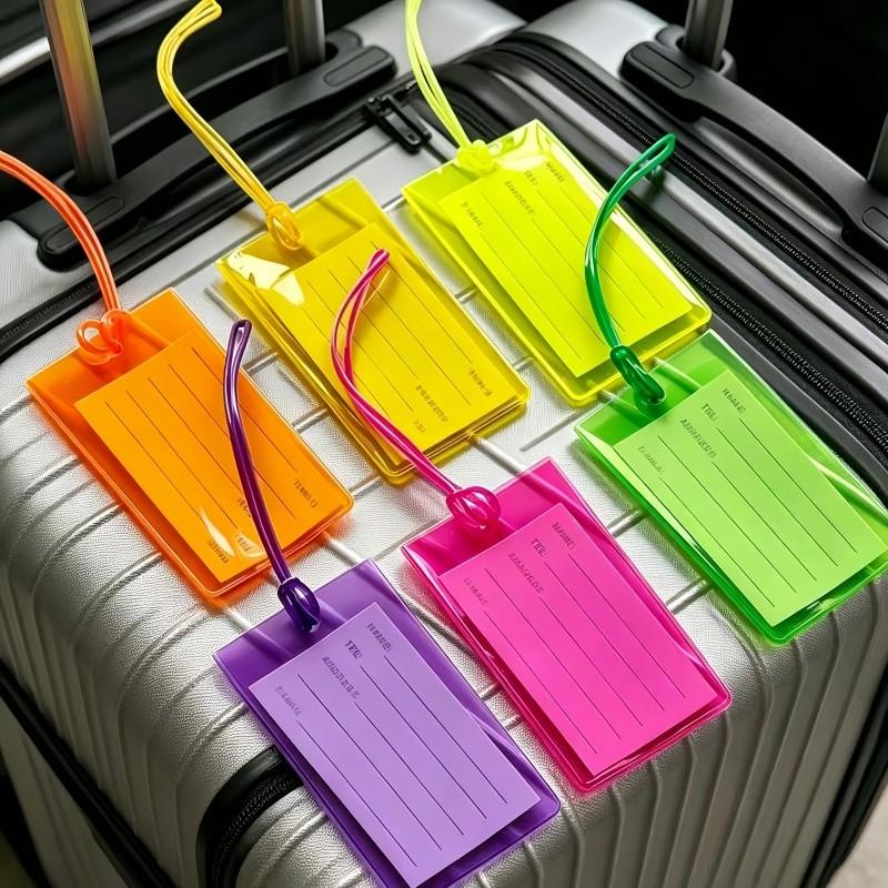 5/10pcs Colorful PVC Luggage Tags, Waterproof Anti-Loss Name Plates, Traveling Essentials, Luggage ID Labels, Shipping Identification
