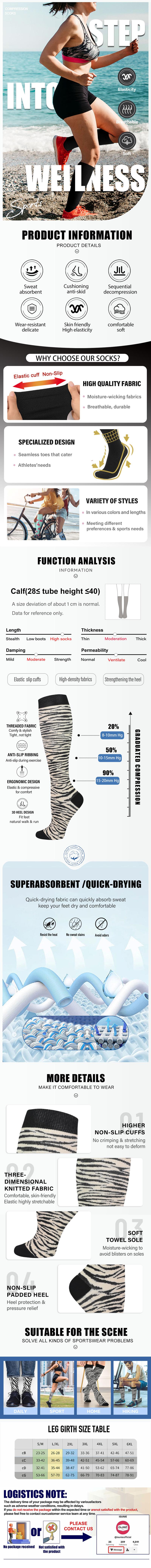 ISUNIE 4 Pairs 15–20 mmHg Compression Socks,Knee-High Support for Women & Men, Ideal for Work, Walking & Travel, All-Season Wear Tubesocks