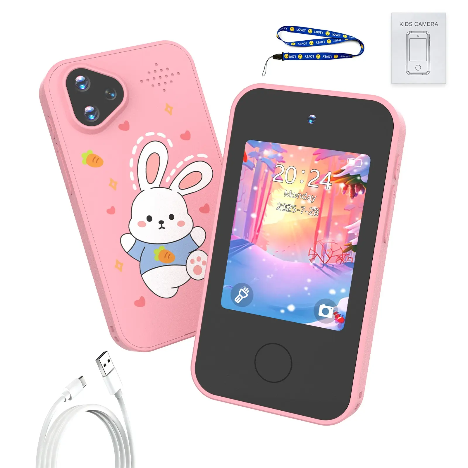 Smart Phone Toy with 2.8inch Touchscreen Camera, MP3 Learning Smartphone with Front and Rear Dual-lens Camera, Creative Birthday and Holiday Gift Options