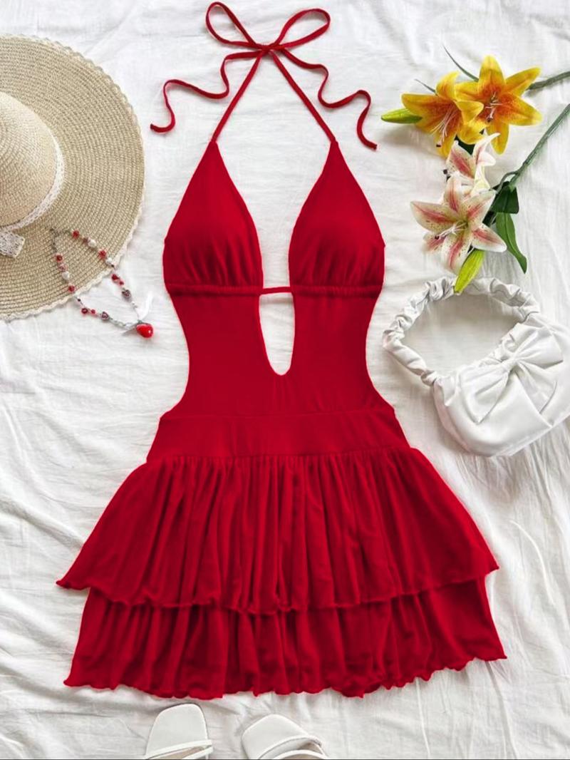 Sexy Backless Party Dress, Slim-Fitting Y2K Style, Women's Cross-Border Fashion, High-Waisted Belted Design, Perfect for Parties