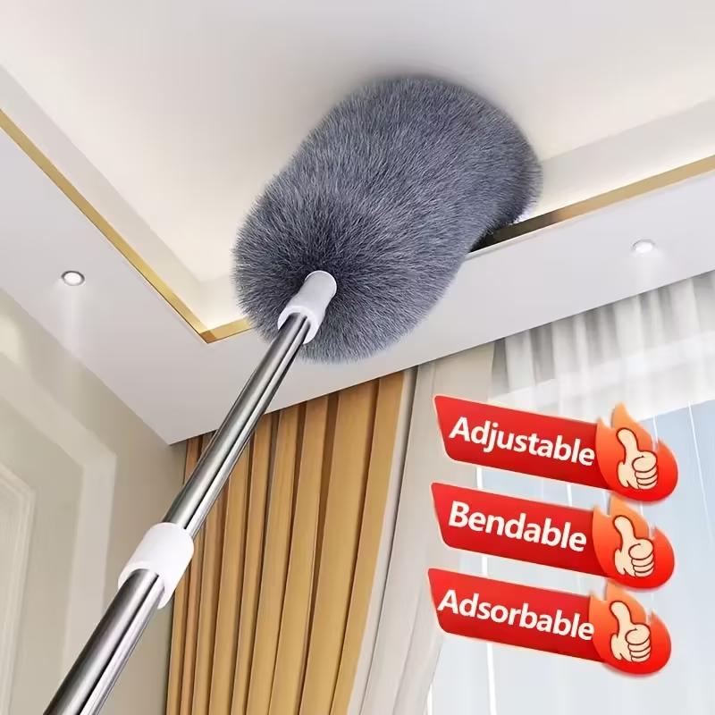 Extendable Microfiber Dusting Brush, Microfiber Ceiling Fan Duster with Bendable Head, Reusable & Washable, Ideal for High Ceilings, Home, Car, Patio, Battery-Free, Durable Stainless Steel Handle, Efficient Dust Removal, Ergonomic Design