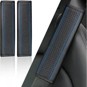 2-Pack PU Leather Car Safety Belt Shoulder Pads, Comfortable Pressure Relief Seatbelt Covers, Anti-Chafing Backpack Shoulder Protectors