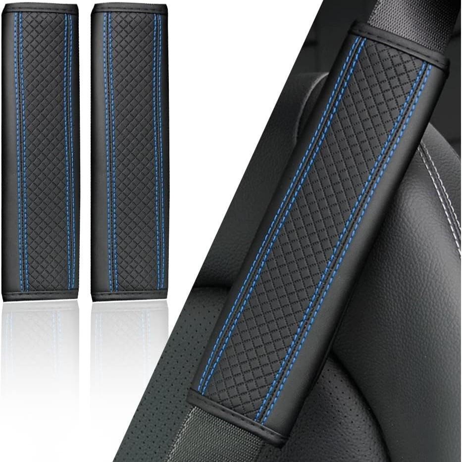 2-Pack PU Leather Car Safety Belt Shoulder Pads, Comfortable Pressure Relief Seatbelt Covers, Anti-Chafing Backpack Shoulder Protectors