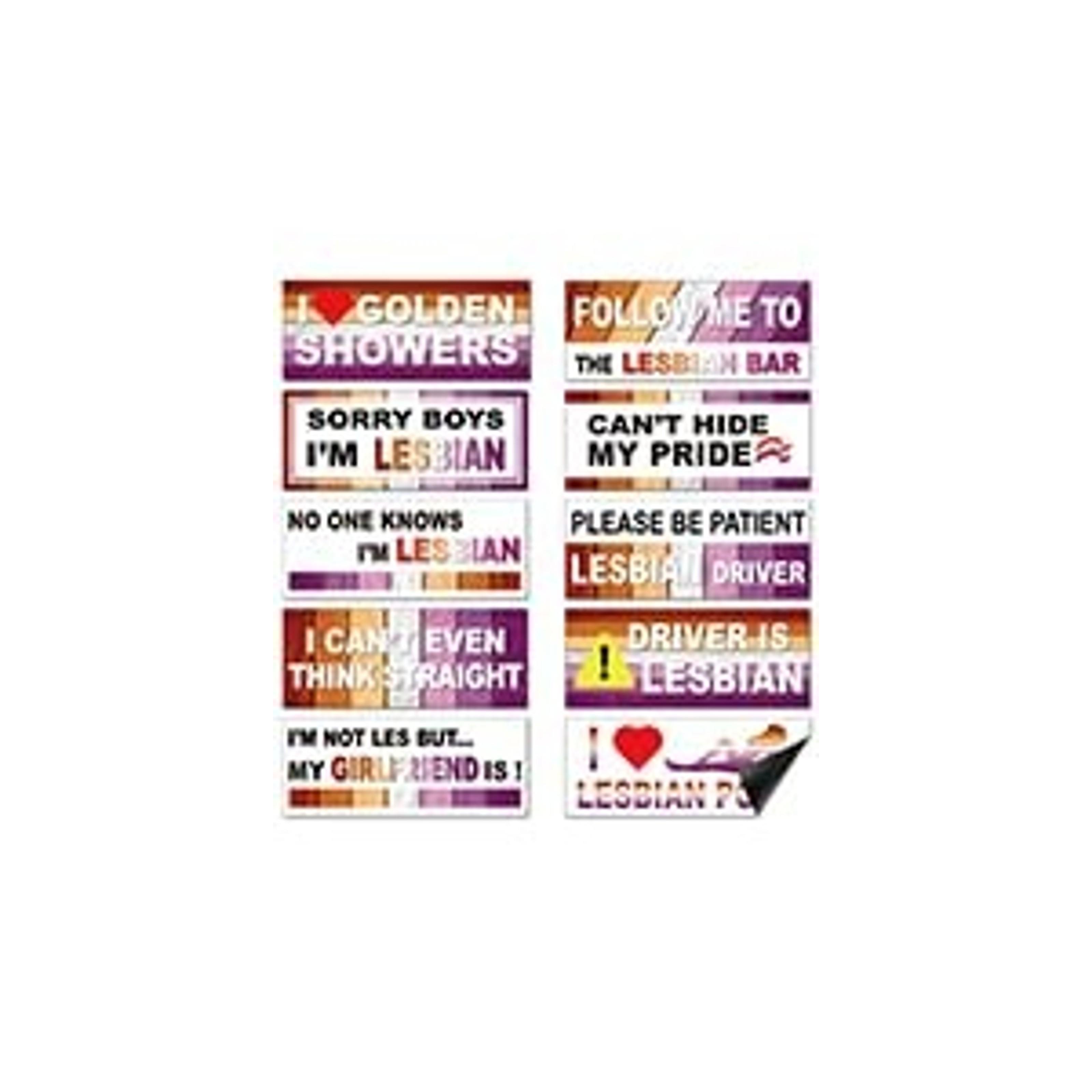 10 Pcs Funny LGBT Rainbow Bumper Decals Stickers Colorful Prank Car Stickers Magnetic Car Accessories for Truck Vehicle Luggage Window Refrigerator Stylish StyleGift
