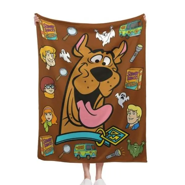 Cute Brown Big Dog Mystery Theme Collage Soft Fleece Throw Blanket, Available in 30x40in, 40x50in, 50x60in, 60x80in, for Teens & Adults, Ideal for Bedroom Sofa Dorm, Home Decor & Birthday Holiday Gift