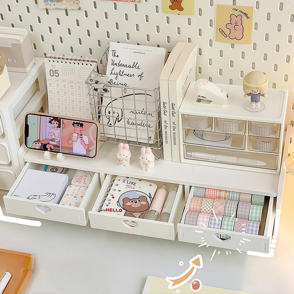 Computer Height Adjustable Stand Desktop Display Holder Multi-Functional Desk Organizer Laptop Drawer Pad Rack