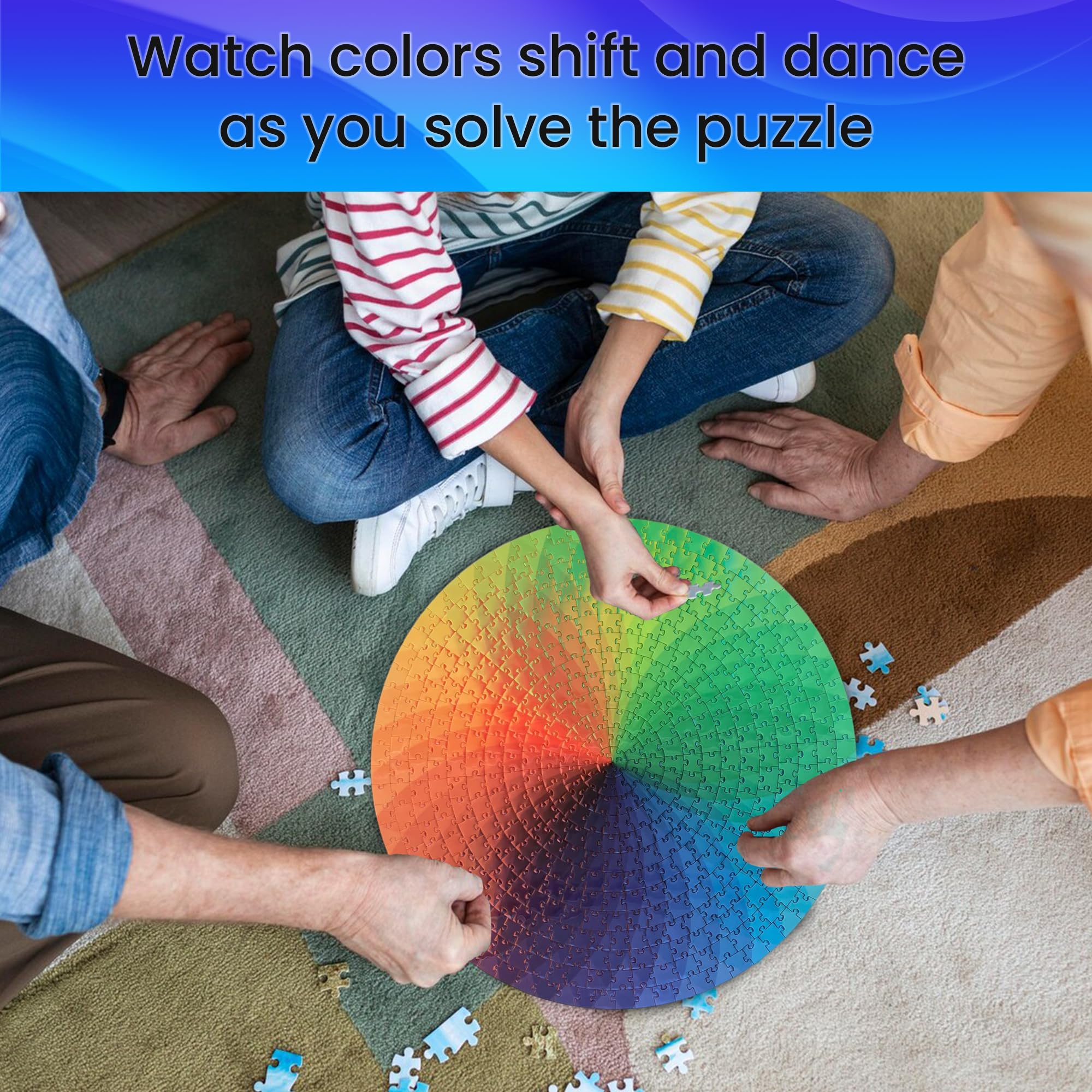 1 set of 1000 puzzle pieces for adults and teenagers - gradient rainbow circle puzzle difficulty and challenge, suitable for friends, parents, and couples to play puzzles, perfect birthday and Valentine's Day gifts Jigsaw Puzzles