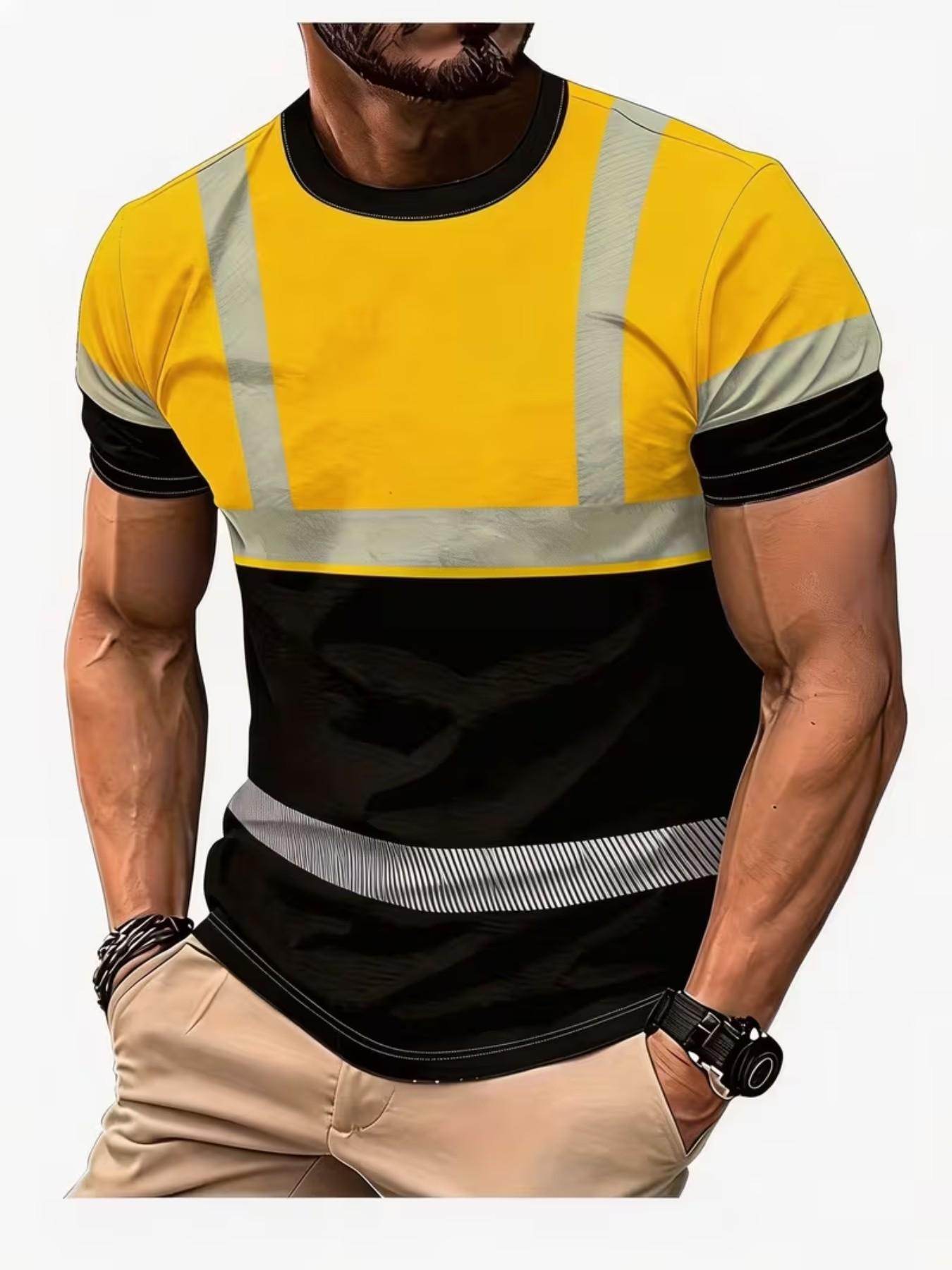 Safety Short Sleeve T-Shirt Set, Work Protection Gear, Work Safety Equipment, Breathable and Durable, Casual Graphic Tee, H-Type Silhouette, No Collar