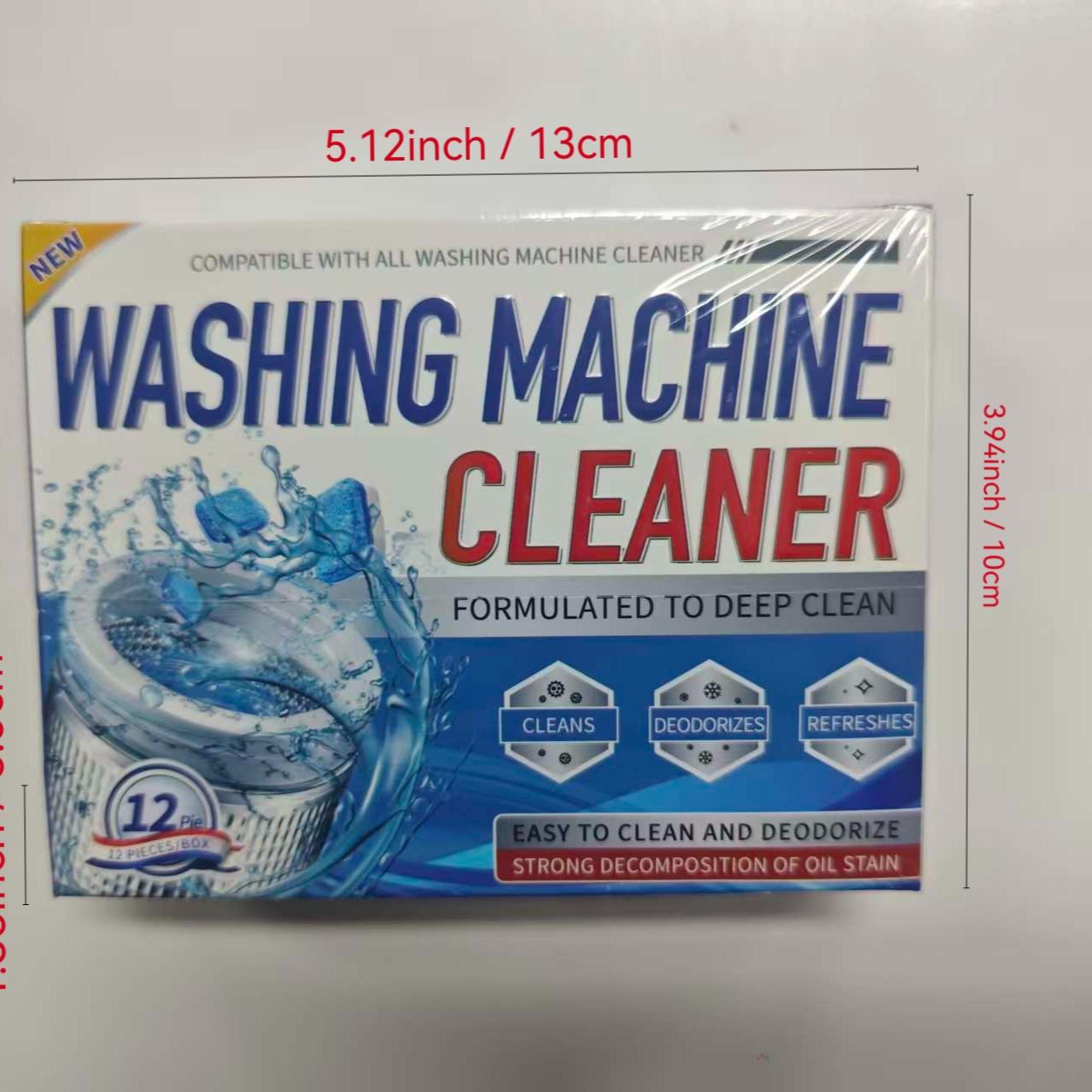 12pcs Washing Machine Deep Cleaner Tablets, Foaming Degreaser for Front & Top Load Washers, Eco-Friendly Laundry Smell Fix, Septic Safe