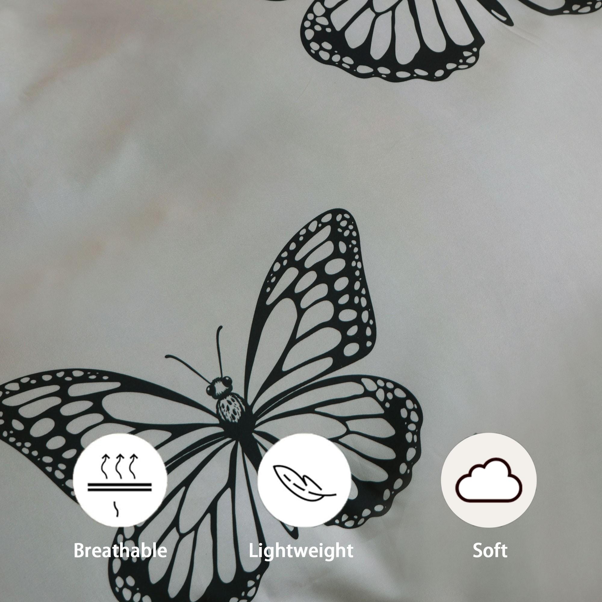 Black & Gray Butterfly Style, 3-Piece Duvet Cover Set, including 1 duvet cover + 2 pillowcases (without inserts). Stylish, elegant, light luxury and natural style, all-season bedding set.