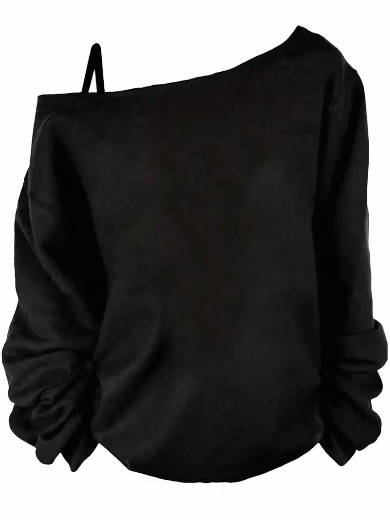 Women's Ballerina Dance Print Single-Shoulder T-Shirt - Asymmetric Strap Drop Shoulder Top with Ballerina-Themed Print, Relaxed Fit for Dance Costumes & Casual Attire, Machine Washable All-Season Comfortable Wearable for Ballet Dancers &