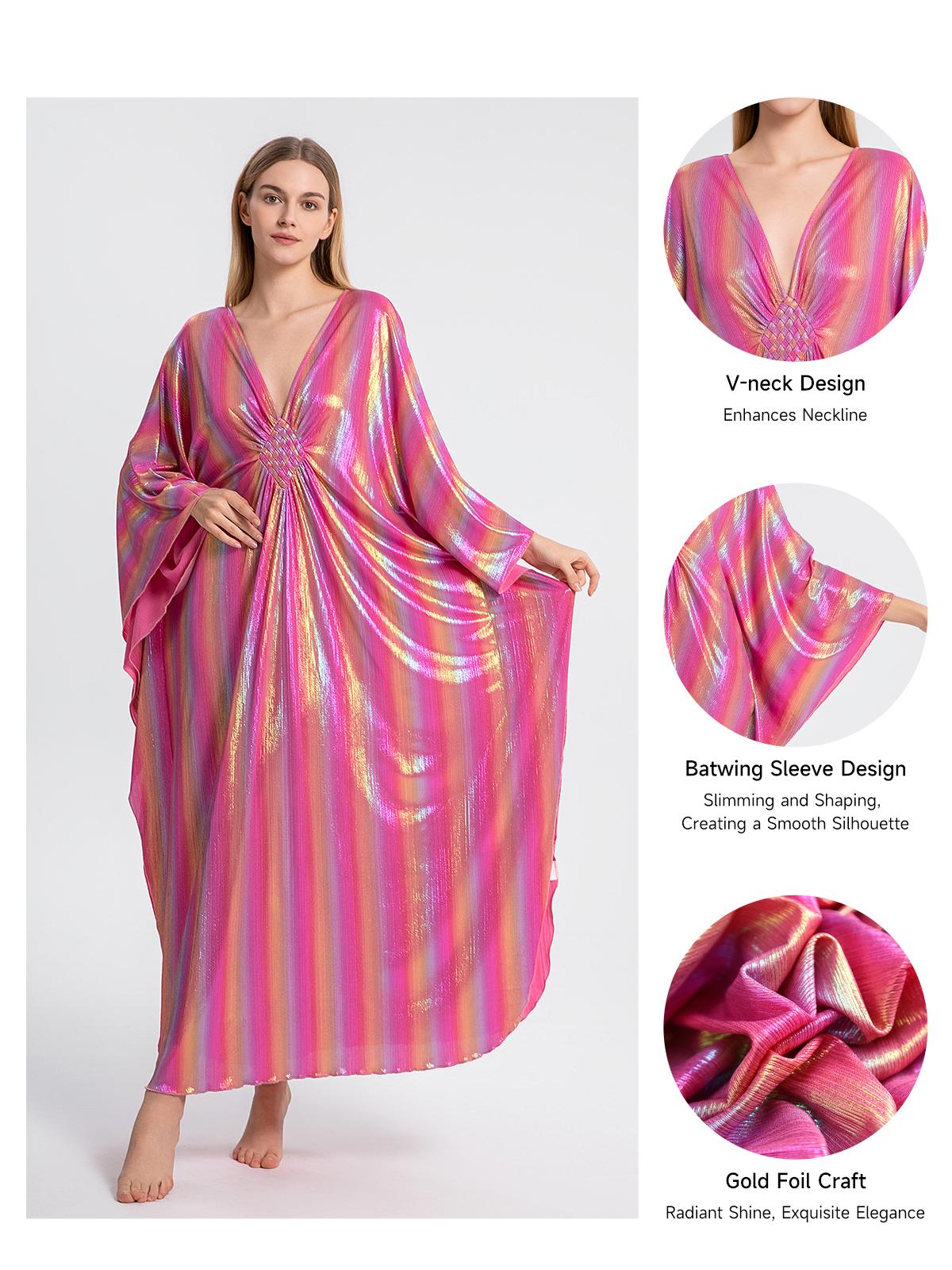 Bsubseach Women Ethnic Print Kaftan Dress ,Plus Size All Over Print  Sleeve TunicDress, Boho Casual V Neck 3/4 Sleeve TunicDress for Women, Women's Plus Cover Up,Mrs. Roper Kaftan ，bubu，mumu，Casual Womenswear Summer