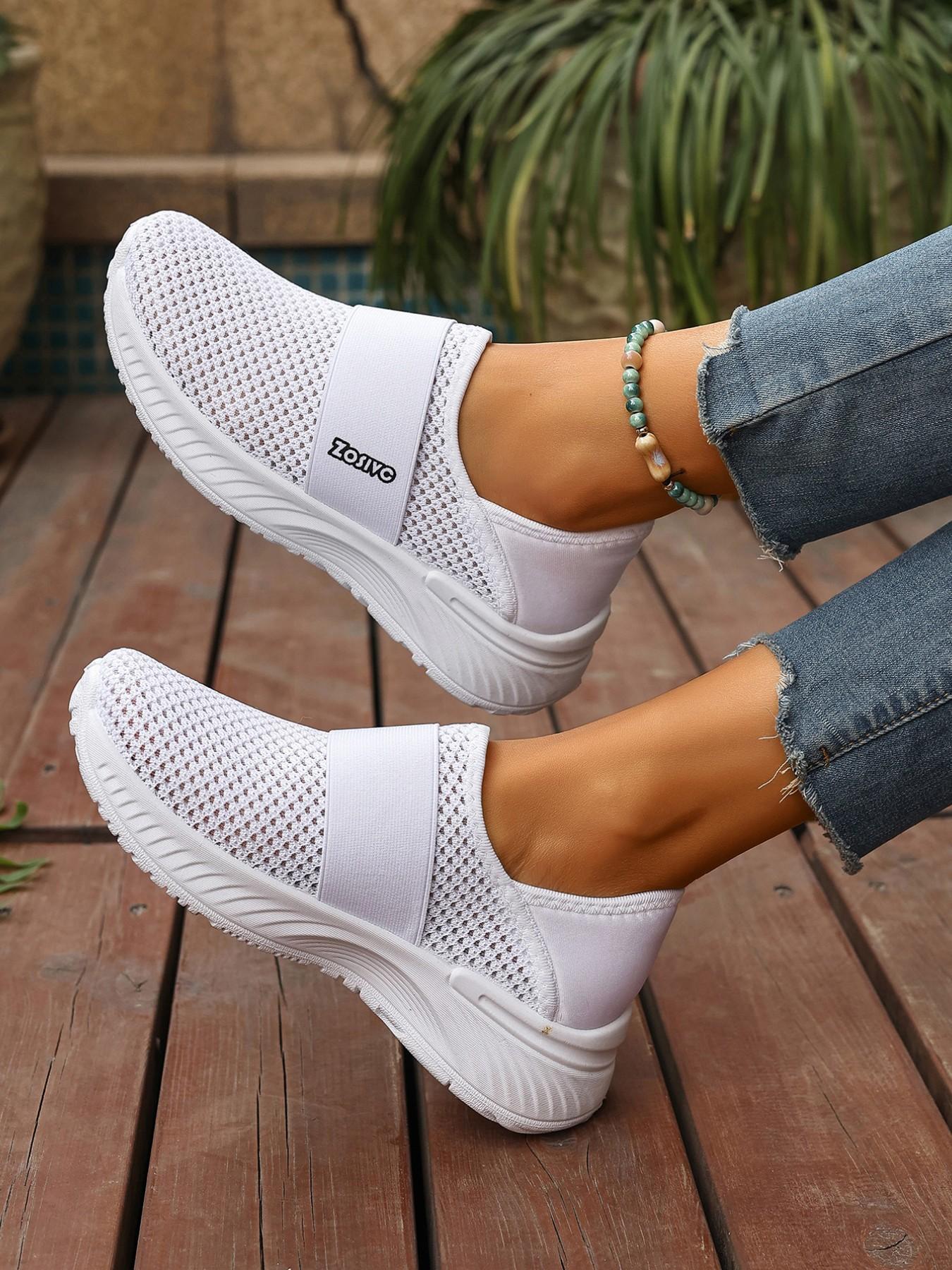 Unisex One-Step Slip-On Casual Sneakers, Lightweight Comfortable Running Shoes, Walking Shoes, Breathable Flyknit Sporty Leisure Footwear, Lightweight Slip Ons