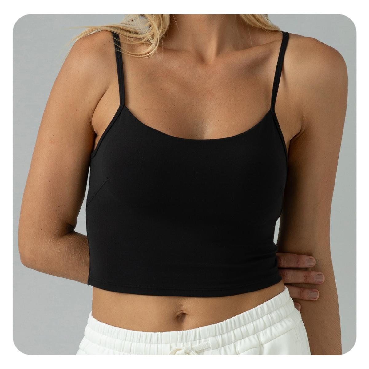 Colorfulkoala Women's Dreamlux Crop Tank Tops with Built in Bra Adjustable Workout Yoga Camisole