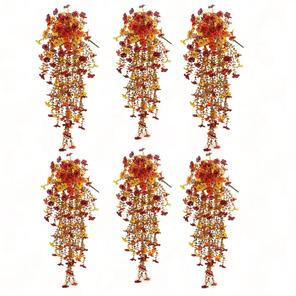 2–6 Packs Artificial Fall Vines with Flowers and Leaves, Stylish hanging ornaments, ideal for outdoor household adornment, wedding layouts and wall decorations.