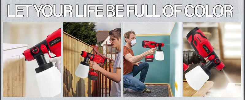Cordless Paint Sprayer for Milwaukee M18 18V Battery,Airless Electric HVLP Spray Paint Gun Tools for House Painting/Home Interior and Exterior/Wood/Walls/Furniture/Fence/Door(No Battery) Portable Garden