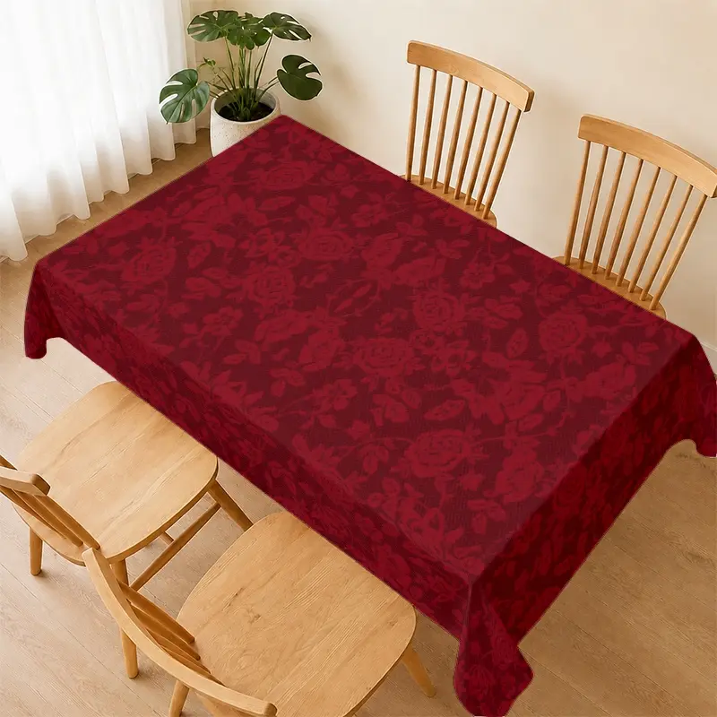 Vintage Floral Rectangular Tablecloth, Waterproof Material, Easy to Clean, Washable Table Cover, Ideal for Kitchen, Dining Room, Parties, Holidays