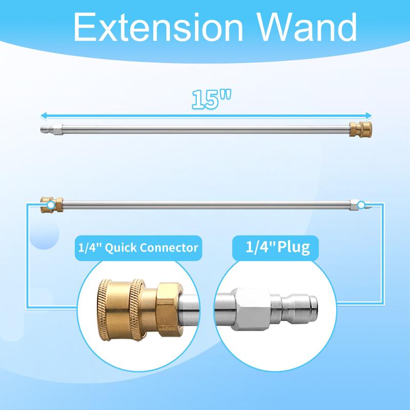 Tool Daily 14” Pressure Washer Surface Cleaner, Stainless Steel Driveway Power Washer Attachment with 4 Wheels, 2 Extension Wands, 4000 PSI，Christmas gifts