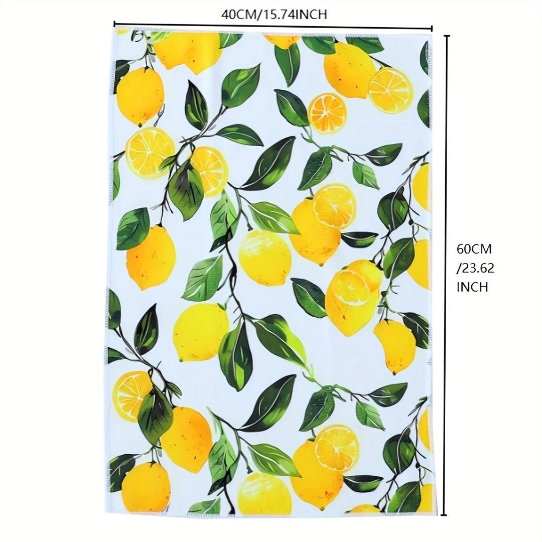 2-Piece Lemon Pattern Kitchen Towels Set, Polyester Cleaning Cloth, Highly Absorbent, Soft and Durable, Ideal for Glass, Cooktops, Pots, Bowls