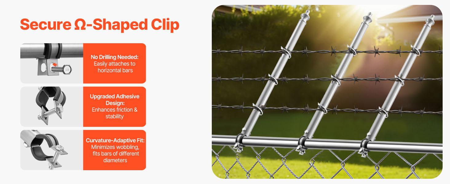 VEVOR Chain Link Fence Extensions, 18 Packs 27.4 Extension Height, Galvanized Post Extender for 1.3 to 1.5 Top of Fence, U Bracket, Barbed Wire Extend Arm for Privacy, Prevent Dogs Jumping Out VEVOR Chain Link Fence Extensions, 18 Packs 27.4 Extension Height, Galvanized Post Extender for 1.3 to 1.5 Top of Fence, U Bracket, Barbed Wire Extend Arm for Privacy, Prevent Dogs Jumping Out