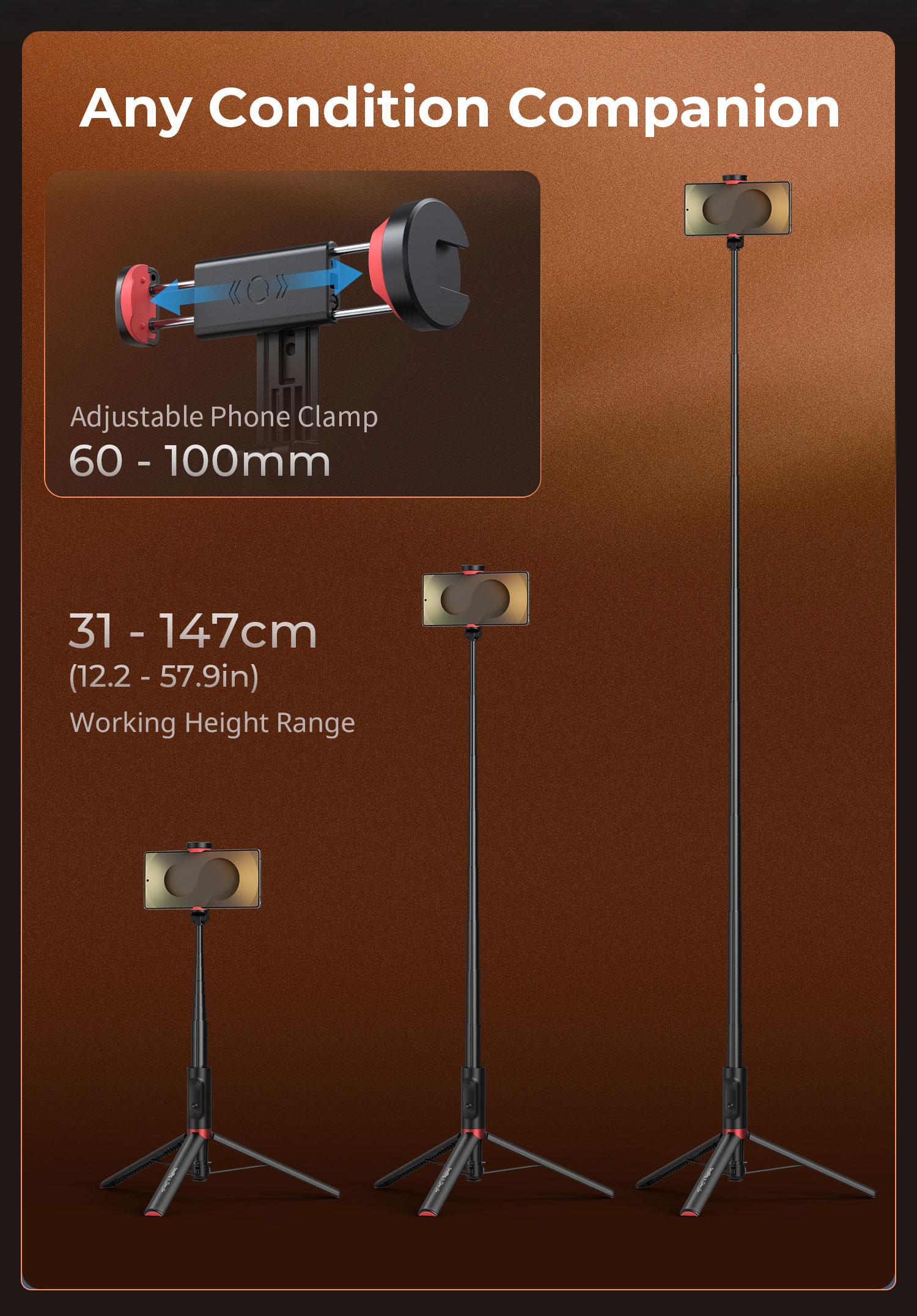 SmallRig x Drex Lee Boom Selfie Stick ST30 Lite,one-click opening tripod,Lightweight All in One Phone Tripod Integrated with Wireless Remote Compatible with All Cell Phones for Selfie/Video Recording/Photo/Live Stream/Vlog