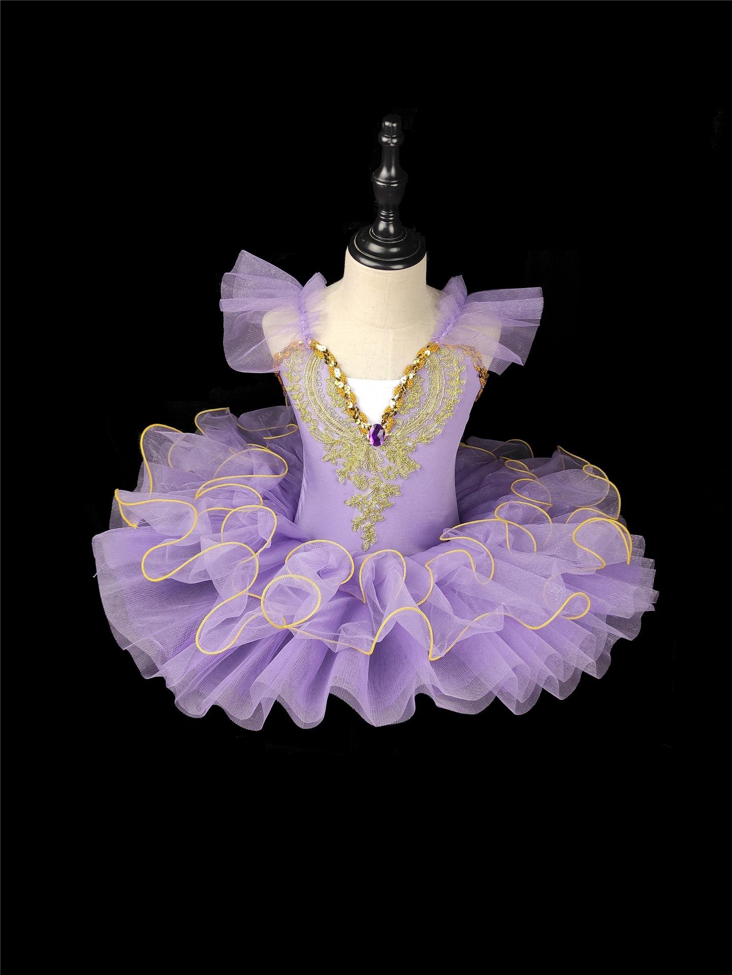 Girls' Little Swan Ballet Dance Dress New Soft Tulle Puffy Princess Dress Comfortable and Breathable Children's Stage Performance Outfit Girls' Dance Practice Versatile Tulle Dress
