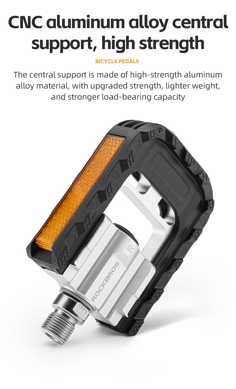 ROCKBROS Folding Bike Pedals Aluminum Alloy Foldable Bicycle Pedals 9/16 Inch Lightweight with Reflective Strips&Non Slip for Folding Bike, Electric Bike