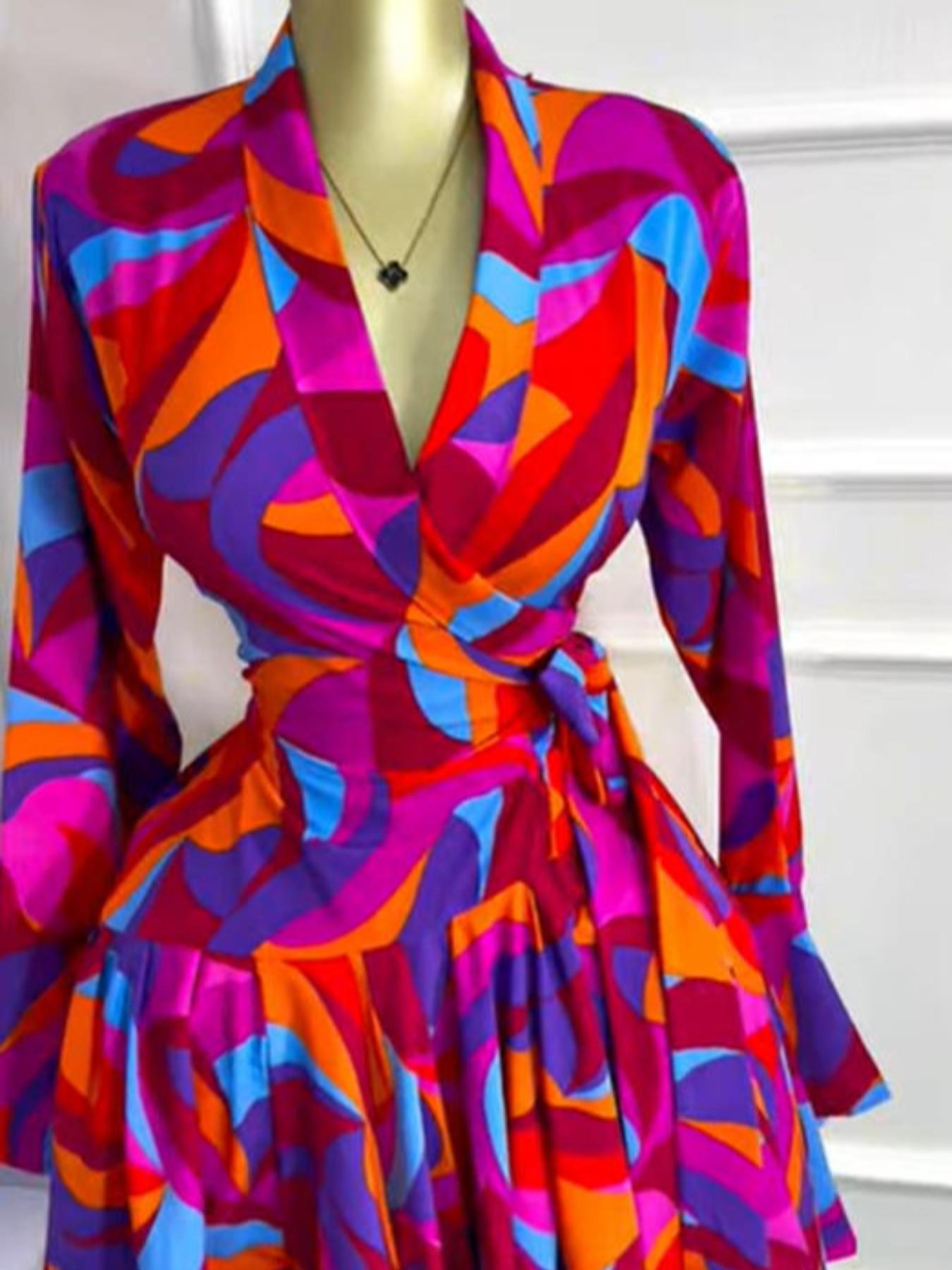 PULKRITU Elegant Aesthetic Women's Tie-Dye Polka Dot Print Flare Long Sleeve Dress, V-Neck Bow Hem, Fall Winter Wear, Elegant Vacation Party Birthday Dress,Lady Skirt,Casual Dresses,Female Brunch Dresses,Music Festival Dress,Fashion PULKRITU Elegant Aesthetic Women's Tie-Dye Polka Dot Print Flare Long Sleeve Dress, V-Neck Bow Hem, Fall Winter Wear, Elegant Vacation Party Birthday Dress,Lady Skirt,Casual Dresses,Female Brunch Dresses,Music Festival Dress,Fashion
