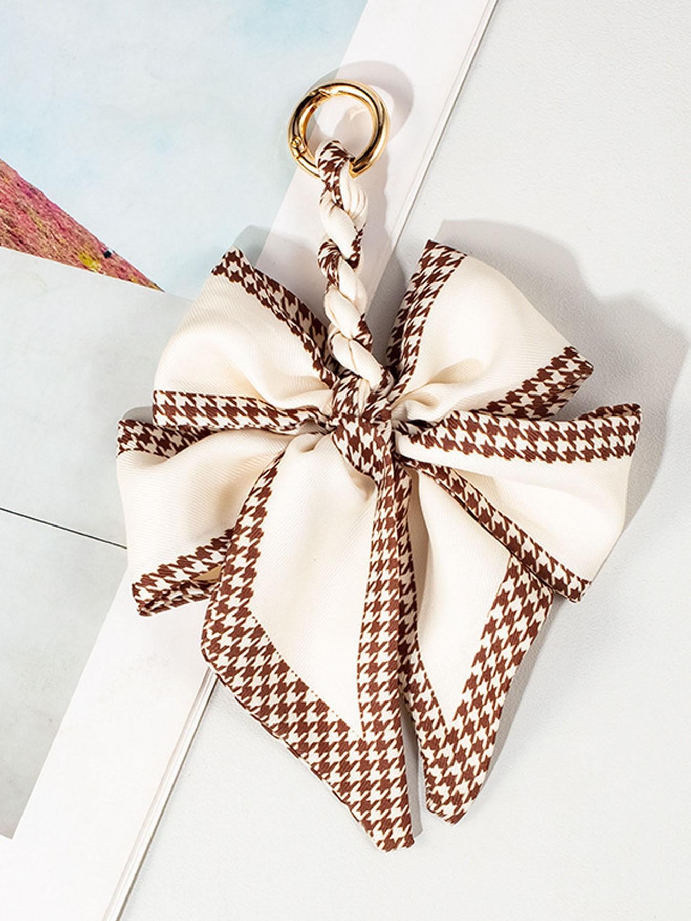Elegant Bow Bag Charm-Floral Scarf Keychain wit..