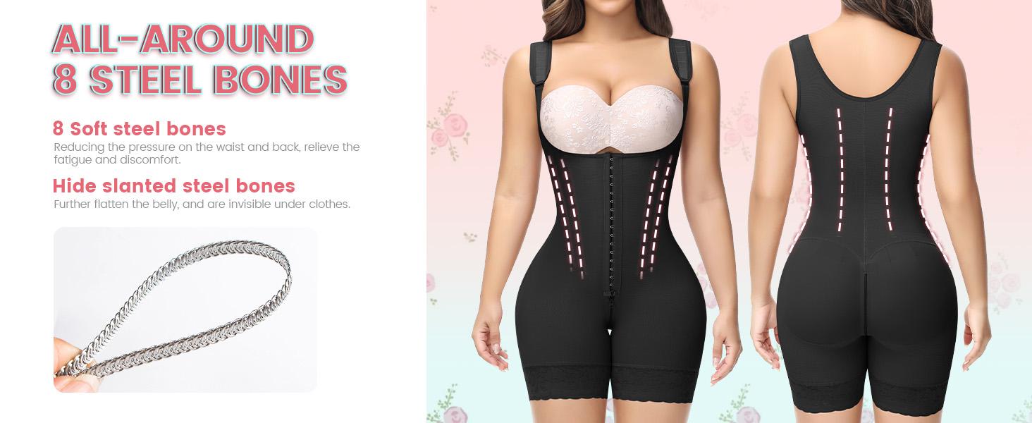 SHAPESHE Shapewear for Women Hourglass Bodysuits Corset Garment with Zipper Crotch