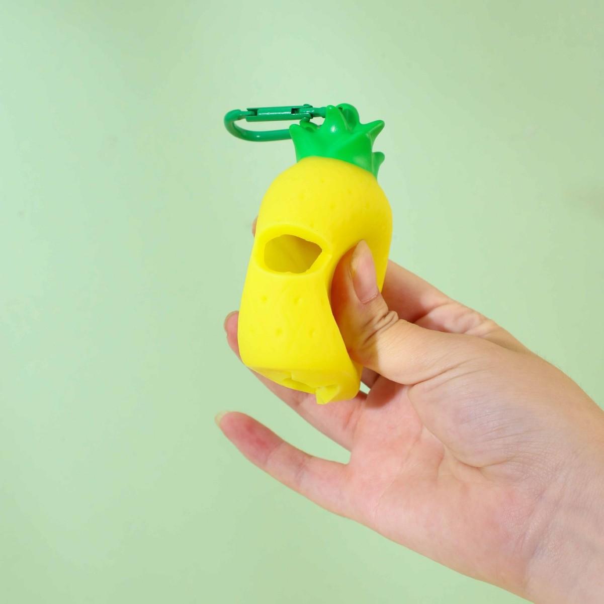 Adorable Pineapple Dog Poop Bag Dispenser Hanging Waste Pouch Storage Holder Practical Outdoor Pet Walking Clean Accessory