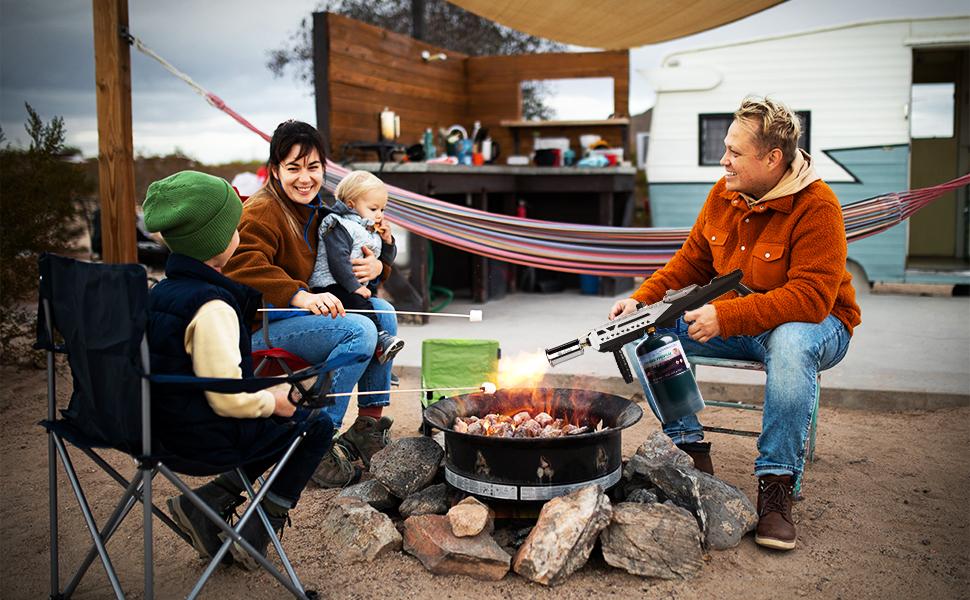 Propane Torch, Kitchen Cooking Blow Torch, Flamethrower, Food Culinary Torch, Campfire Starter Grill Torch, BBQ Torch for Steak & Creme Brulee (Propane Tank Not Included) Barbecue Accessories Multifunctional Nozzle Charcoal SpringStatements