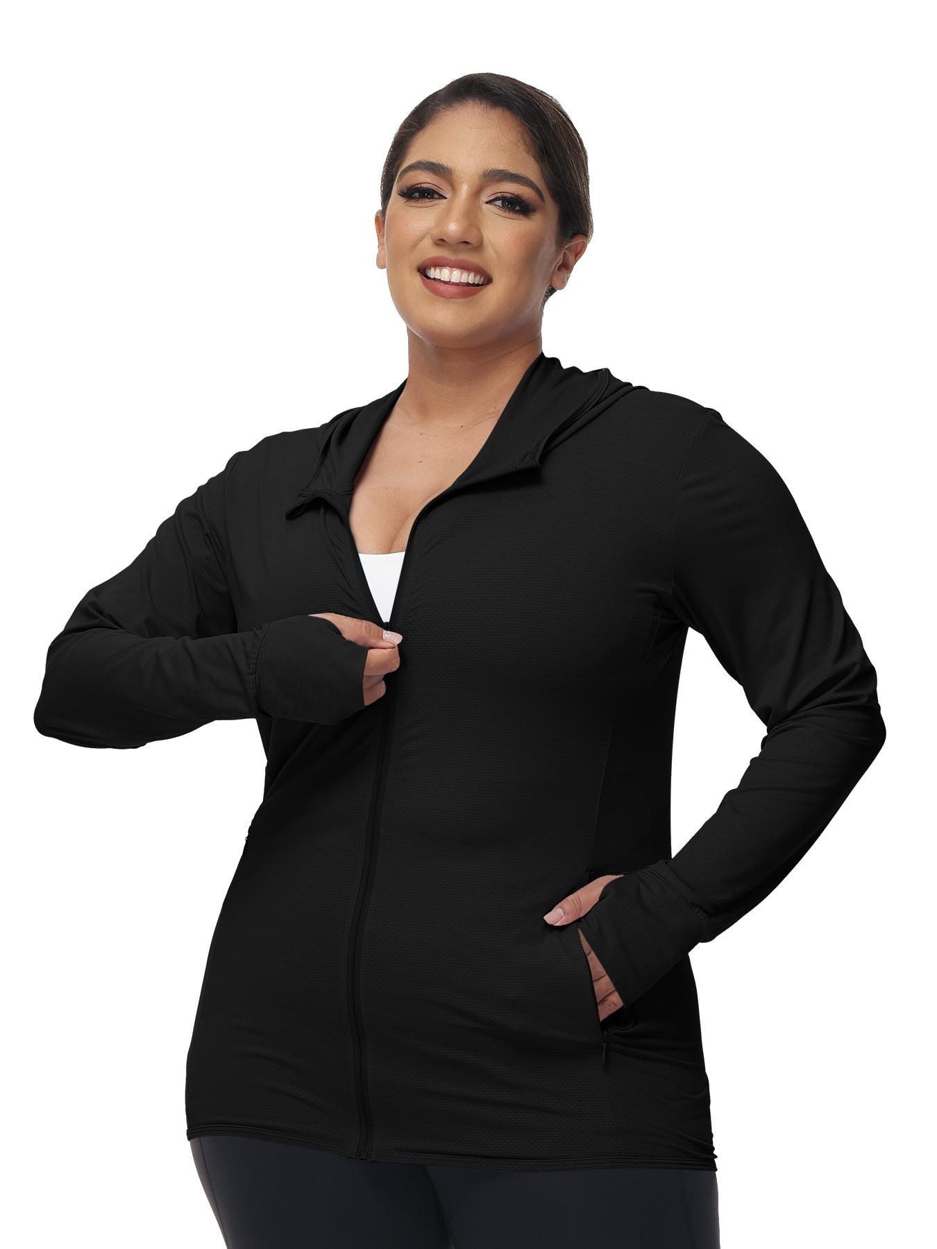 Summer Women's Upf50+ Ice Silk Sun Protection Jacket, Loose Fit Hooded Breathable UV Blocking, Running Yoga Outdoor Cycling Sport Coat, Workout Yoga Jacket, Sports Outerwear