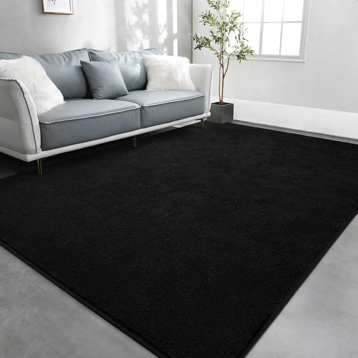 Large Area Rugs for Living Room Bedroom, 5x8 Feet, Soft Indoor Thickened Memory-Foam Carpets Easy-, Minimalist Comfy Rug for Kids Room Home Decor, Dark Grey