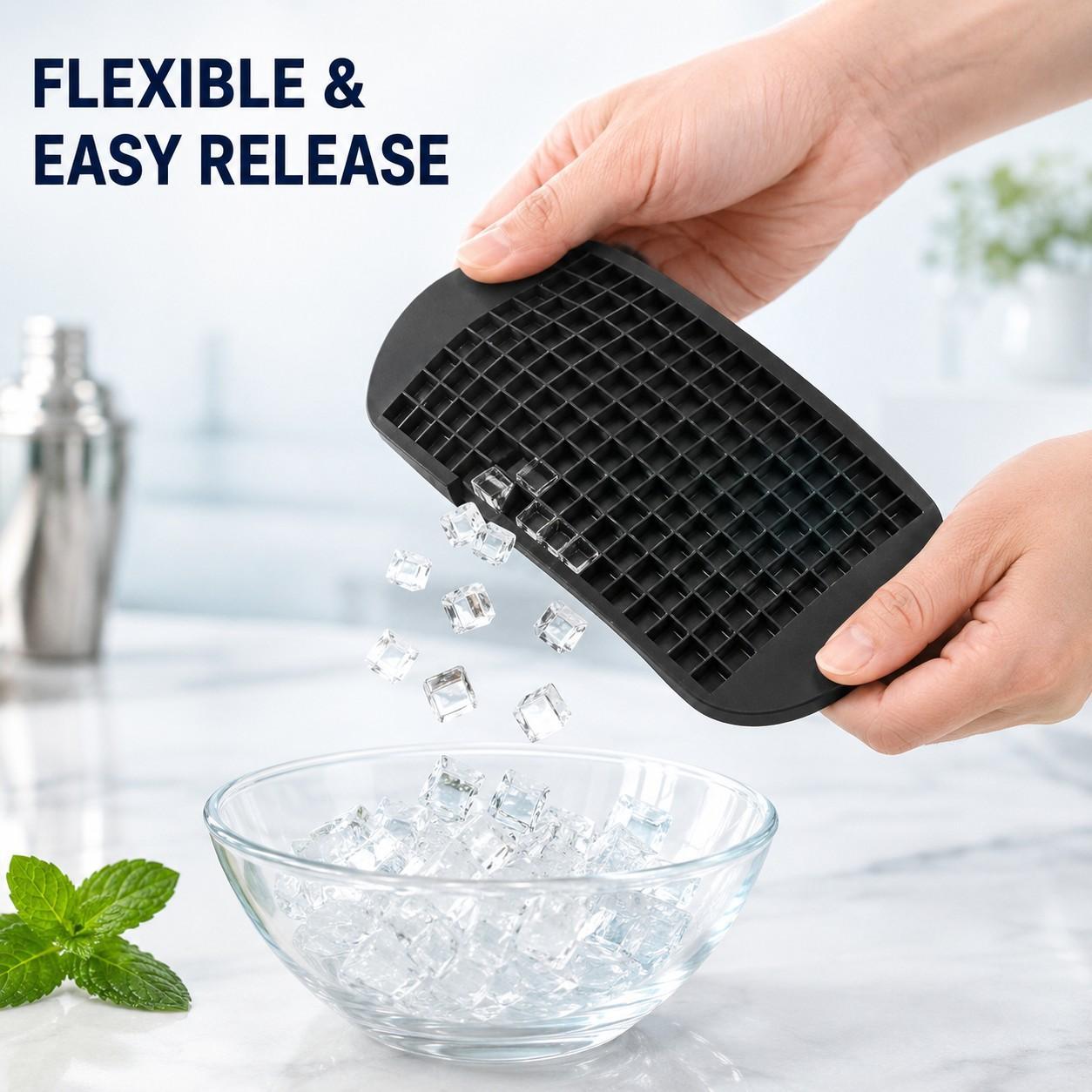 160-Cavity Silicone Mini Ice Cube Mold, Small Square Ice Tray for Drinks & DIY