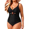 Aqua Eve Plus Size One Piece Swimsuit for Women Tummy Control Bathing Suit Cutout Swimwear