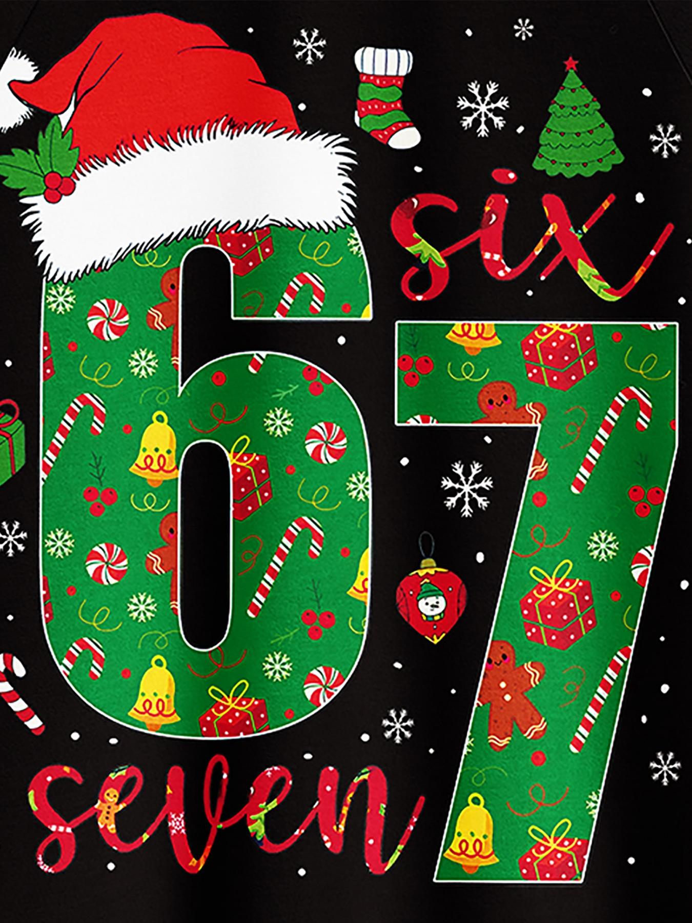 #67 Funny Kids Sleepwear Set Pajamas Christmas, Six Seven  Theme Fashion Print, Comfortable Soft Fabric, Holiday Gift Essential, Cartoon Print Pajama